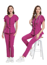 Load image into Gallery viewer, Lace-up Waist Retraction Surgical Gowns Female Separate Suit Hospital Short Sleeve Brush Hand Clothes Hand Washing Clothes