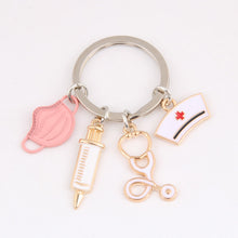 Load image into Gallery viewer, Mask Syringe Stethoscope Nurse Keychain