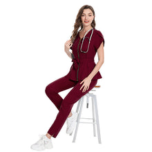 Load image into Gallery viewer, Lace-up Waist Retraction Surgical Gowns Female Separate Suit Hospital Short Sleeve Brush Hand Clothes Hand Washing Clothes