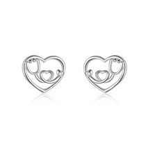 Load image into Gallery viewer, Nursing Themed Stud Earrings Sterling Silver Stethoscope Jewelry Gift for Nurse