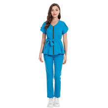 Load image into Gallery viewer, Lace-up Waist Retraction Surgical Gowns Female Separate Suit Hospital Short Sleeve Brush Hand Clothes Hand Washing Clothes
