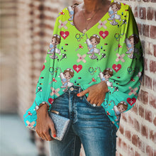 Load image into Gallery viewer, Medical Themed Long-sleeved Bottoming Shirt Top
