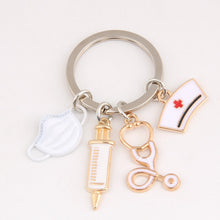 Load image into Gallery viewer, Mask Syringe Stethoscope Nurse Keychain