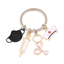 Load image into Gallery viewer, Mask Syringe Stethoscope Nurse Keychain