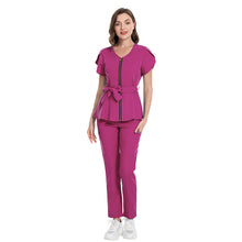 Load image into Gallery viewer, Lace-up Waist Retraction Surgical Gowns Female Separate Suit Hospital Short Sleeve Brush Hand Clothes Hand Washing Clothes
