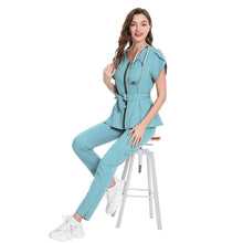 Load image into Gallery viewer, Lace-up Waist Retraction Surgical Gowns Female Separate Suit Hospital Short Sleeve Brush Hand Clothes Hand Washing Clothes
